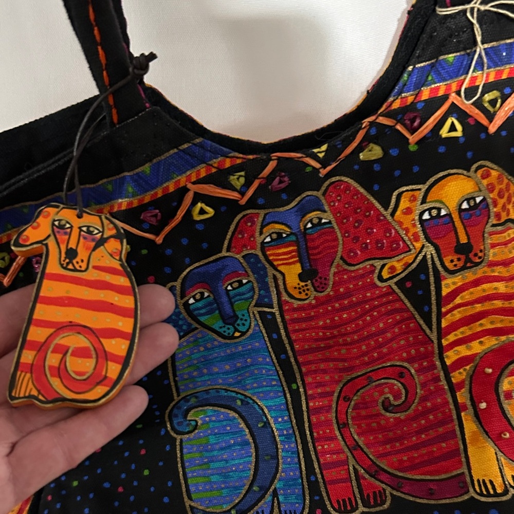 Laurel Burch Multicolor Dog Design Tote